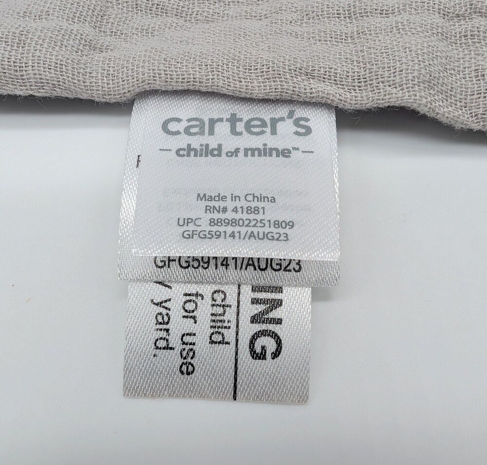 NWT Carter's Child of Mine Muslin Gray Elephant Lovey Security Blanket Unisex - Picture 7 of 9